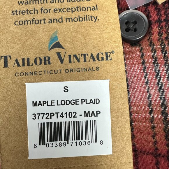 Tailor Vintage LuxePerformance Mens Plaid Shirt Moisture Wicking Stretch Size S - Picture 6 of 8